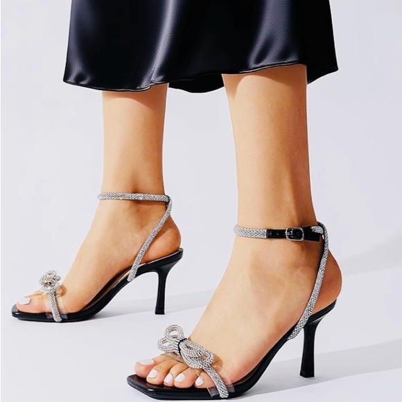 Dream Paris Elegant Black and Silver Women's Heels New - Picture 6 of 6